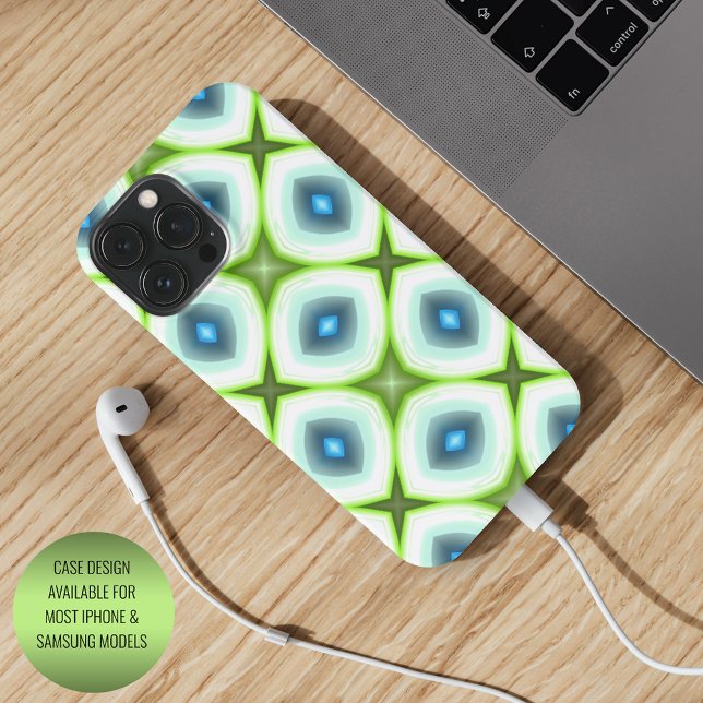 Funky Lime Green Aqua Turquoise Squares Art Mosaic Case-Mate iPhone Case (Creator Uploaded)