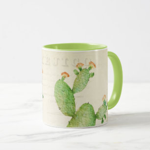 Funky lime green retro cactus coffee mug