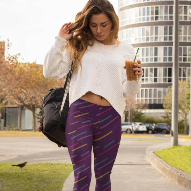 Funky Lines Purple Leggings (Creator Uploaded)