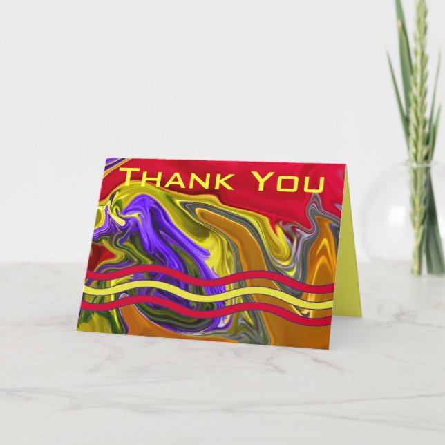 Funky Liquid Wave Abstract Art Personalized Thank You Card (Front)