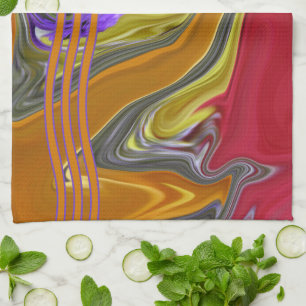 Funky Liquid Wave Abstract Artwork Kitchen Towel