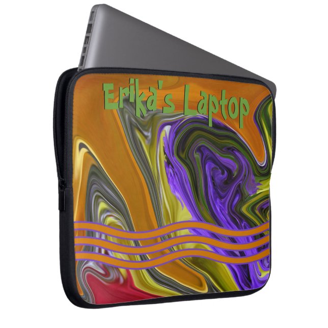 Funky Liquid Wave Digital Art Custom Laptop Sleeve (Front Right)