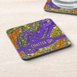 Funky Liquid Wave Geometric Artwork Personalized Coaster