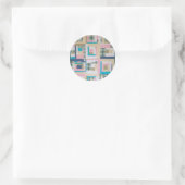 Funky Log Cabin Quilt Classic Round Sticker (Bag)