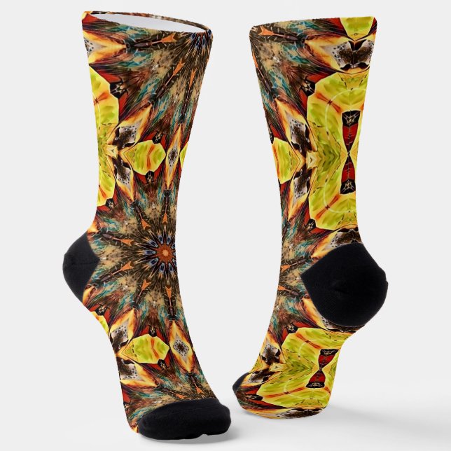 Funky Mandala Art Crazy Socks (Angled)