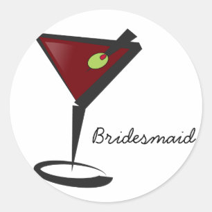 Funky martini Fun Bridesmaid Favours Classic Round Sticker