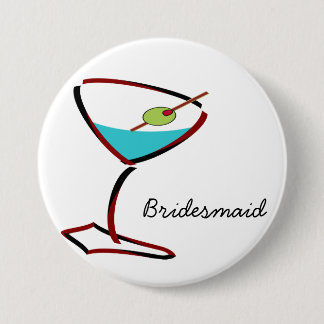 Funky martini red Bridesmaid Favours 3 Inch Round Button