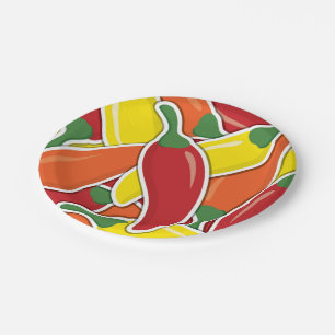 Funky mixed chilli peppers paper plate