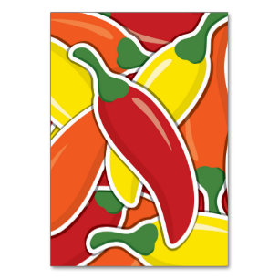 Funky mixed chilli peppers table number