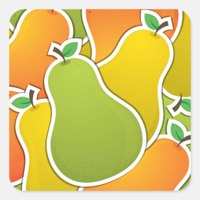 Funky mixed pear square sticker (Front)