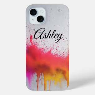 Funky modern eclectic splash of colour with drips  iPhone 15 mini case