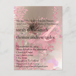 Funky Modern Monogram  Wedding Invitation Postcard