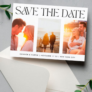 FUNKY MODERN TEXT Three Multi Photo Save The Date