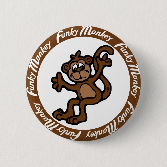 Funky Monkey 2 Inch Round Button (Front)