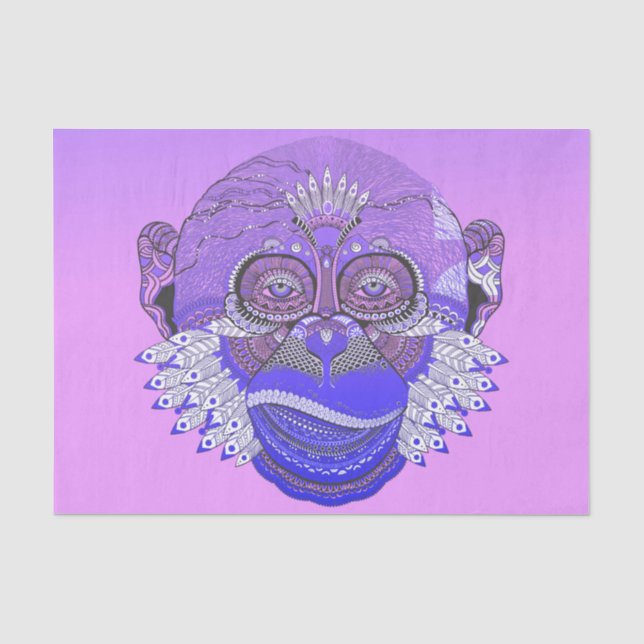 Funky Monkey Tribal Feathers Tissue Paper (Front)