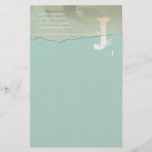 Funky Monogram papeterie Rose Petal Aqua Blue
