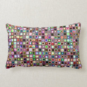 Funky Mosaic Tiles Pattern With Jewel Tones Lumbar Pillow