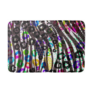 Funky Multi Animal Print Pattern Bright Colours Bath Mat