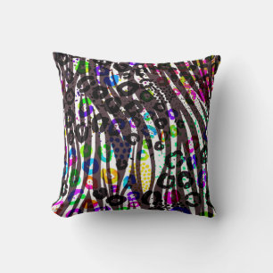 Funky Multi Animal Print Pattern Bright Colours Throw Pillow