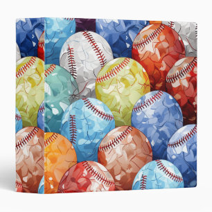 Funky Multi Coloured Baseballs Binder
