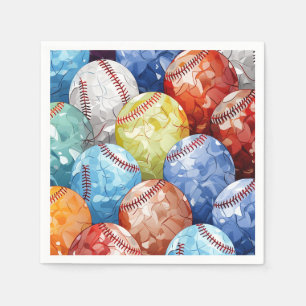 Funky Multi Coloured Baseballs Napkin