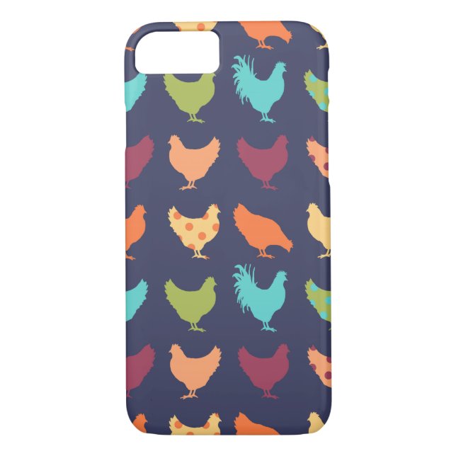 Funky Multi-coloured Chicken Pattern Case-Mate iPhone Case (Back)