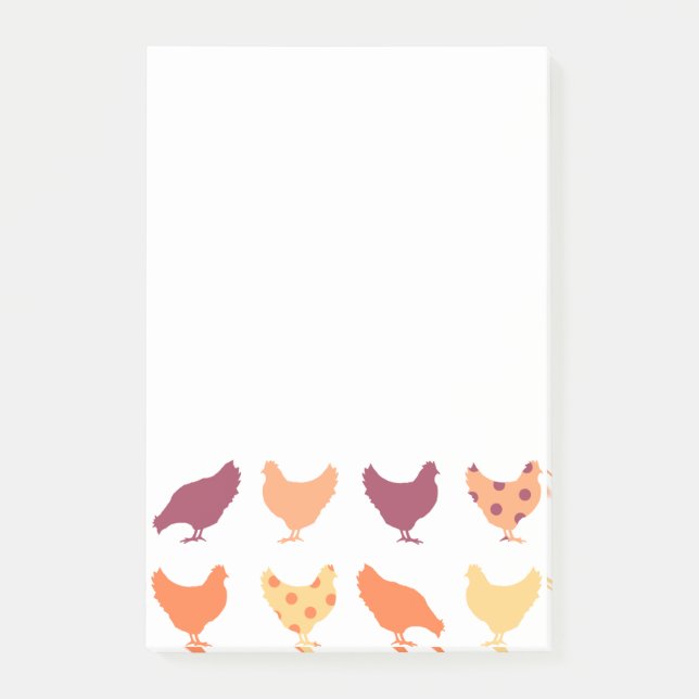Funky Multi-coloured Chicken Pattern Post-it Notes (Front)