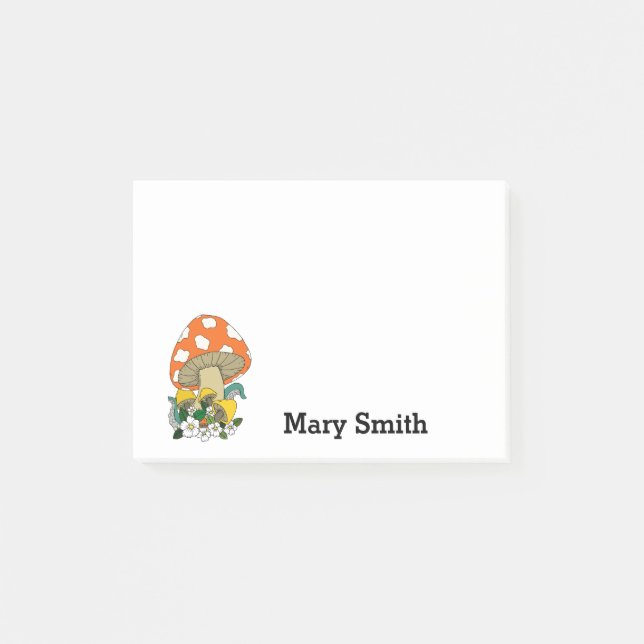 Funky Mushroom Personalized  Post-it Notes (Front)