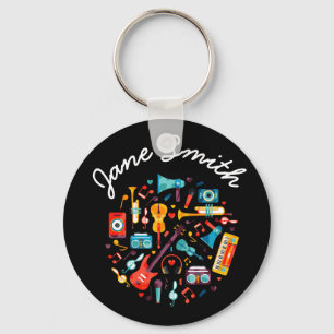 Funky Music colourful musical instruments Keychain