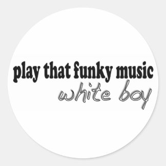 Funky Music White Boy Classic Round Sticker