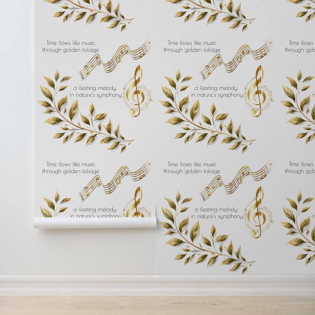 Funky Musical Notes with Golden Foliage Wallpaper (Application)