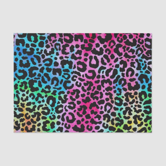 Funky Neon Colourful Leopard Print Tissue Paper (Front)