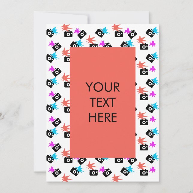 Funky Neon Flash Burst Camera Pattern Blank Card (Front)