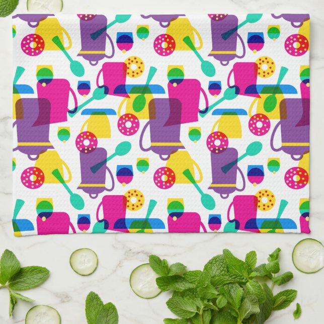 Funky Neon Kitchen | Add Your Name Kitchen Towel (Folded)