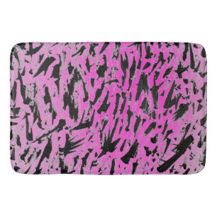 Funky Neon Pink and Black Print Bath Mat