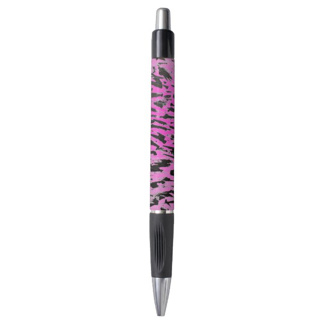 Funky Neon Pink and Black Print Pen (Front Vertical)