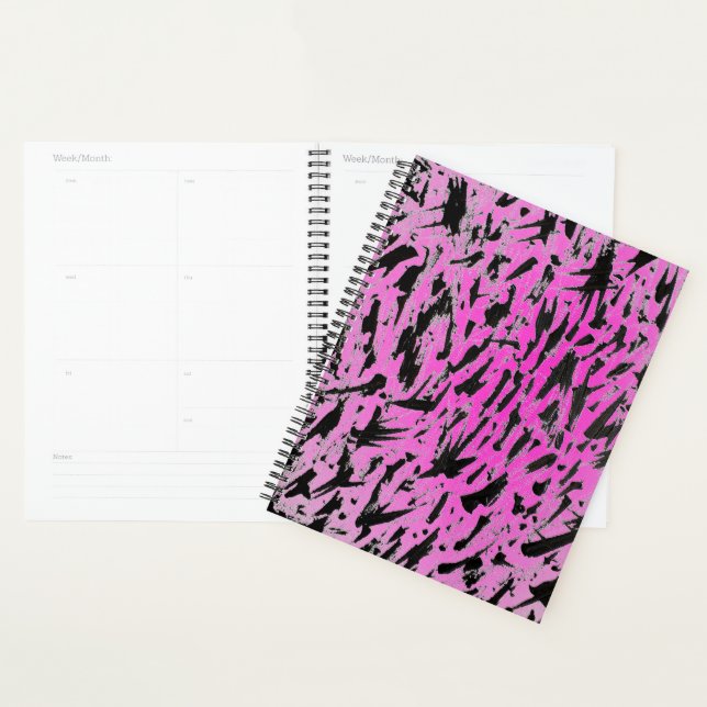 Funky Neon Pink and Black Print Planner (Display)