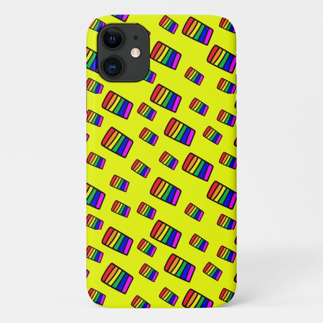 Funky Neon Rainbow Block Pattern Case-Mate iPhone Case (Back)