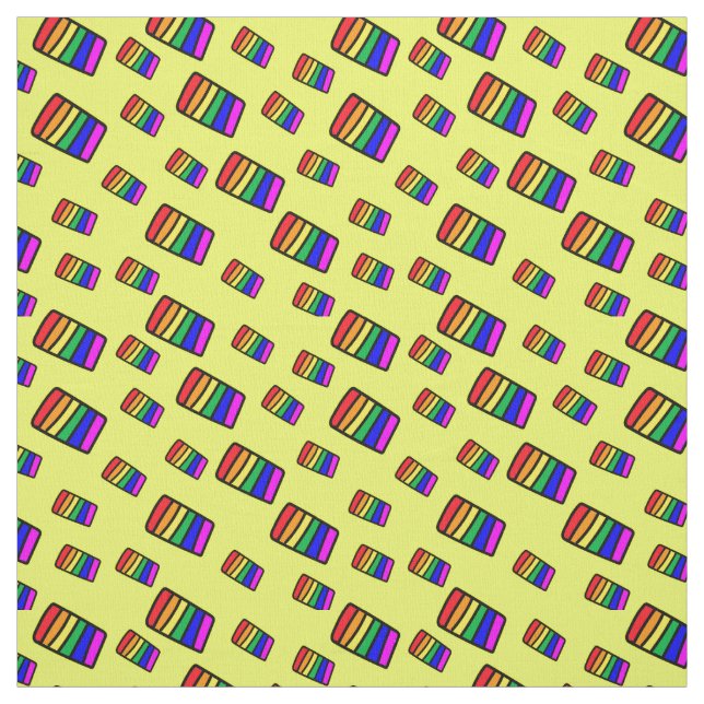 Funky Neon Rainbow Block Pattern Fabric (Swatch)