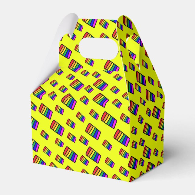Funky Neon Rainbow Block Pattern Favor Box (Front Side)