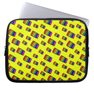 Funky Neon Rainbow Block Pattern Laptop Sleeve