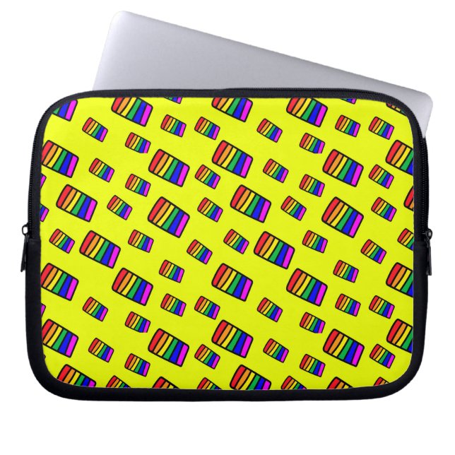 Funky Neon Rainbow Block Pattern Laptop Sleeve (Front)