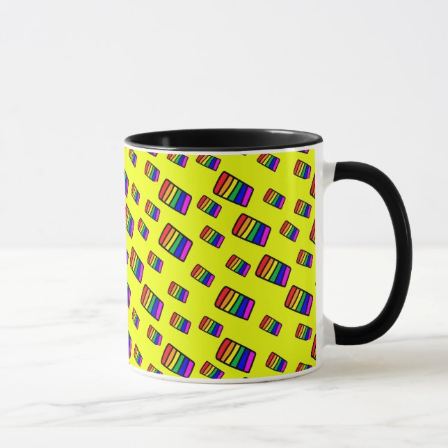 Funky Neon Rainbow Block Pattern Mug (Right)
