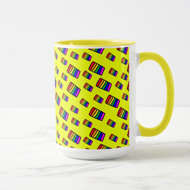 Funky Neon Rainbow Block Pattern Mug (Right)
