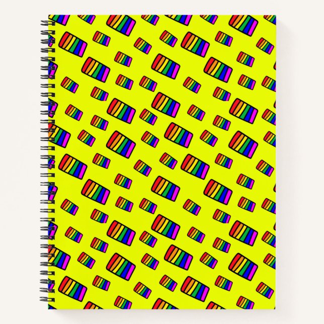 Funky Neon Rainbow Block Pattern Notebook (Front)