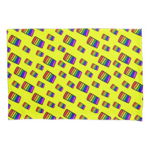 Funky Neon Rainbow Block Pattern Pillowcase