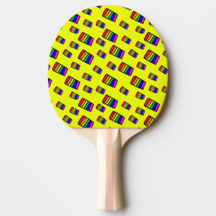 Funky Neon Rainbow Block Pattern Ping Pong Paddle
