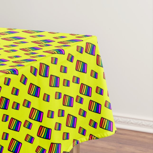 Funky Neon Rainbow Block Pattern Tablecloth (In Situ)