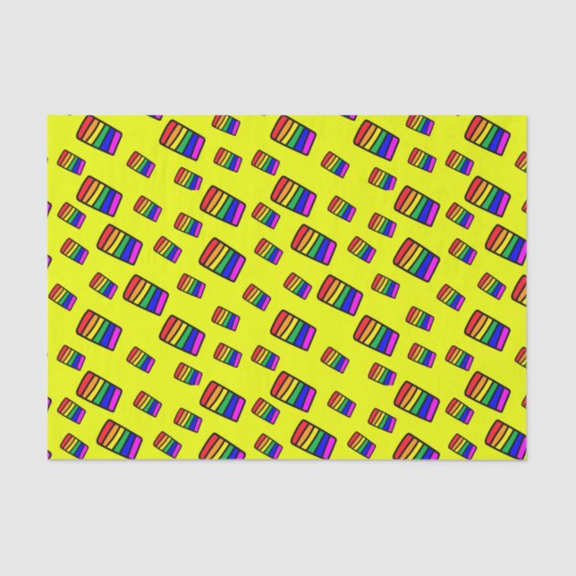 Funky Neon Rainbow Block Pattern Tissue Paper (Front)