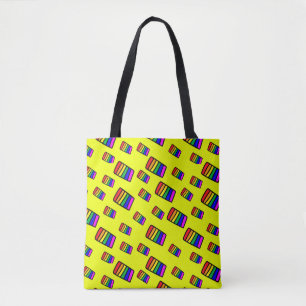 Funky Neon Rainbow Block Pattern Tote Bag